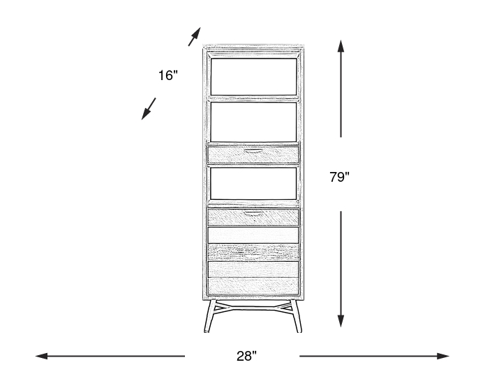 Dimension Image. Please refer to the Dimension Tab on this page for dimension details.