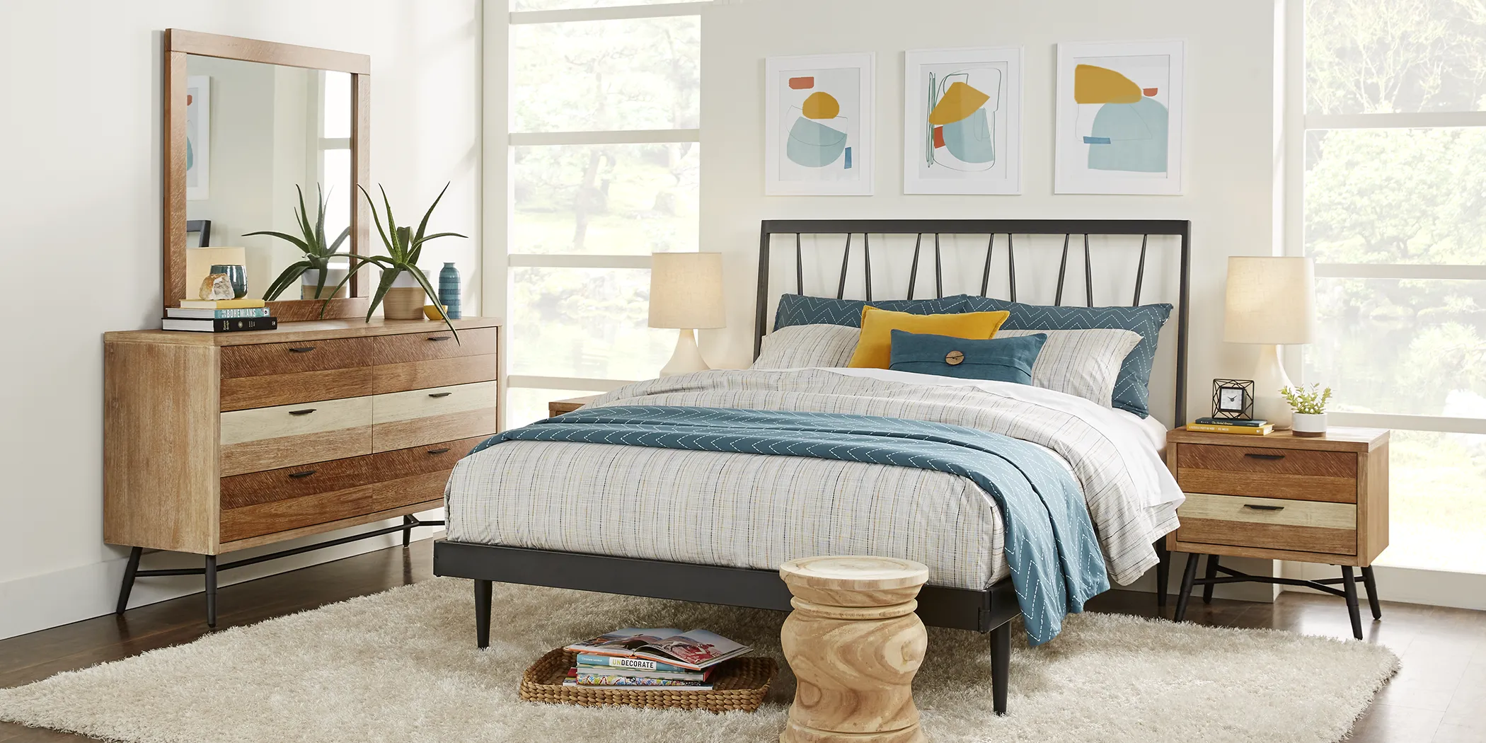 Midtown Loft Natural 7 Pc King Metal Bedroom - Thumbnail - Image 2