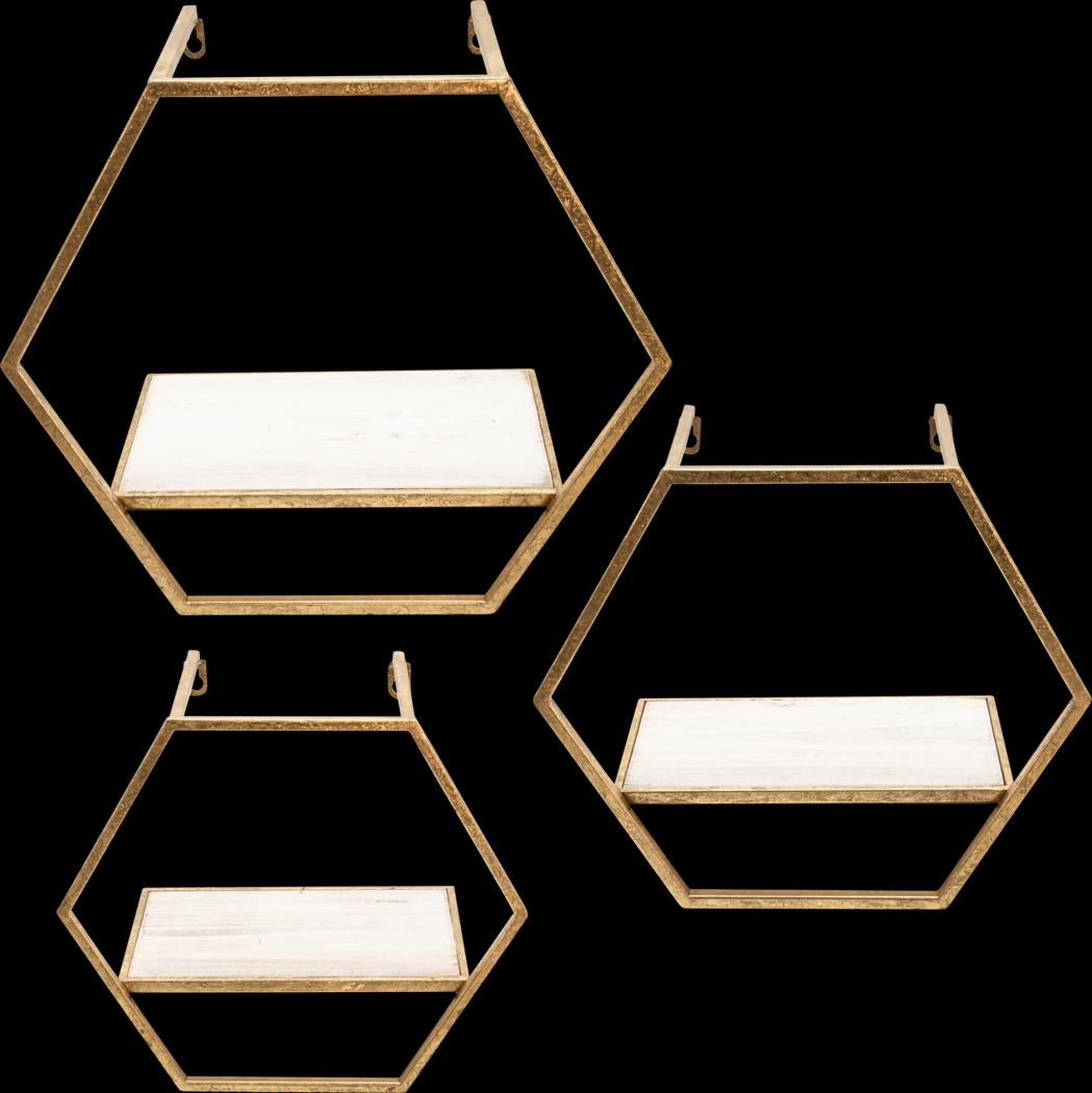 Midwoode Gold Wall Shelf, Set of 3 - Thumbnail - Image 1
