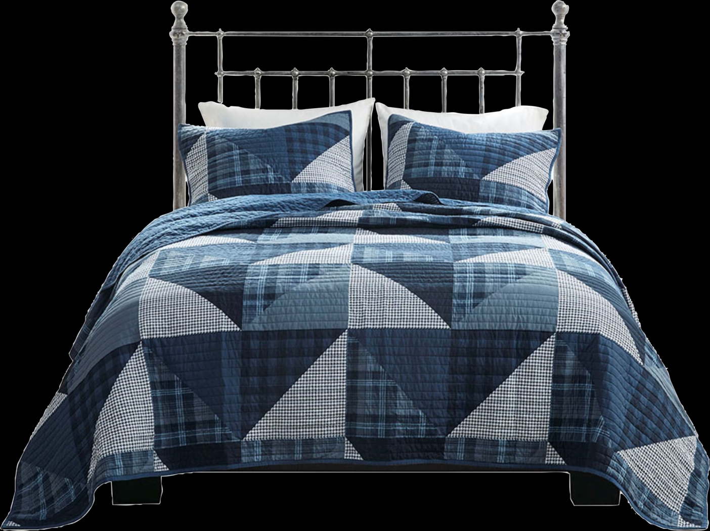 Mikala Blue 3 pc Full/Queen Quilt Set - Thumbnail - Image 1