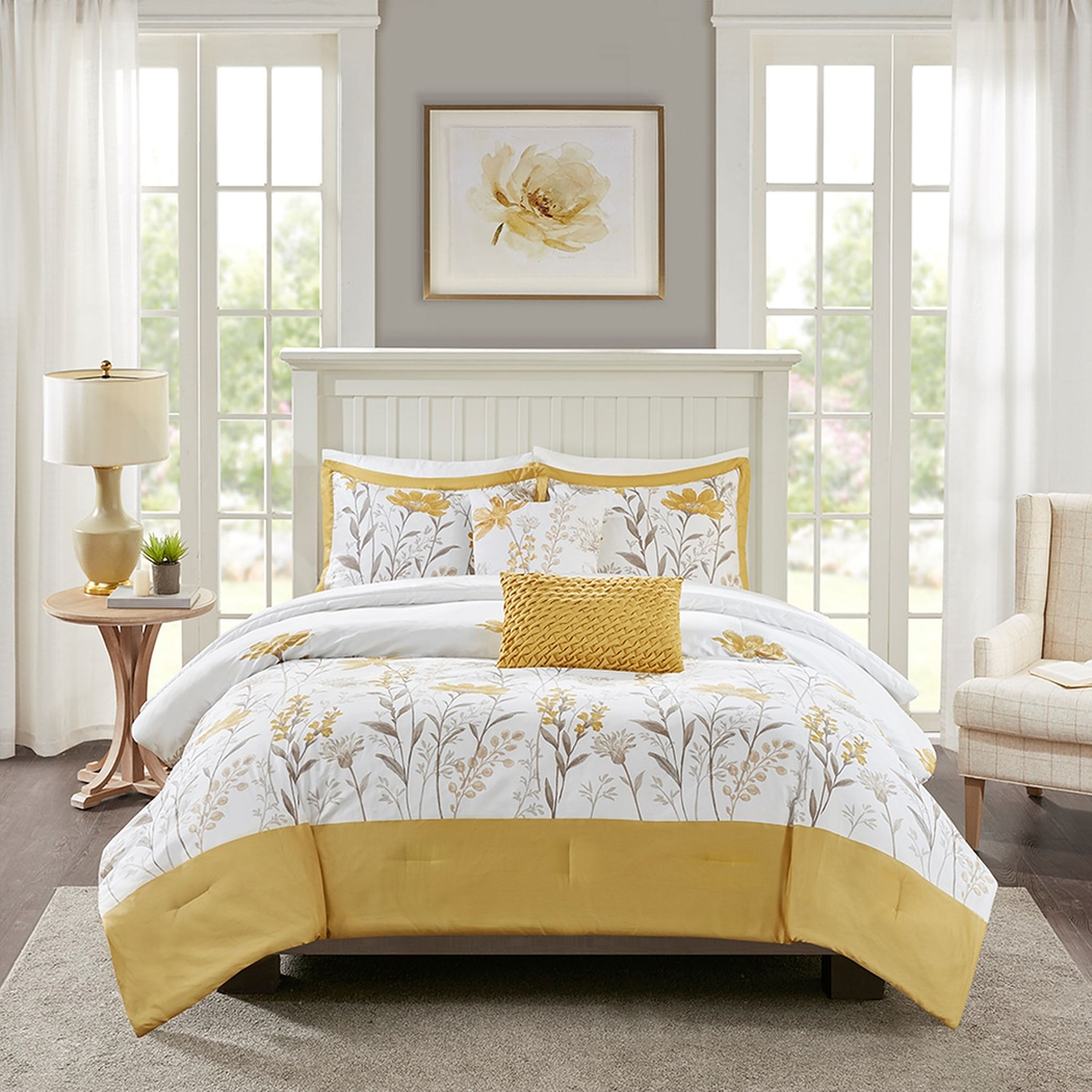 Milaia Yellow 5 pc King Comforter Set - Thumbnail - Image 2