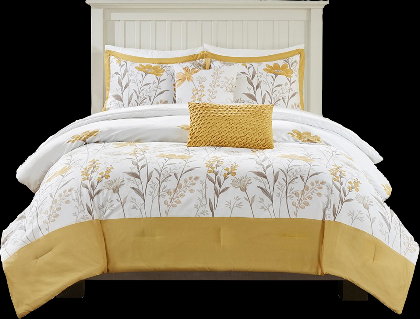 Milaia Yellow 5pc Full Comforter Set - Thumbnail - Image 1
