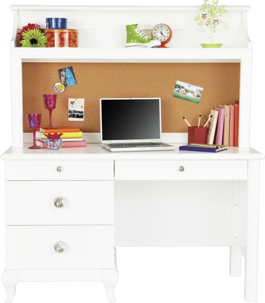 Milan White Desk with Hutch - Thumbnail - Image 1