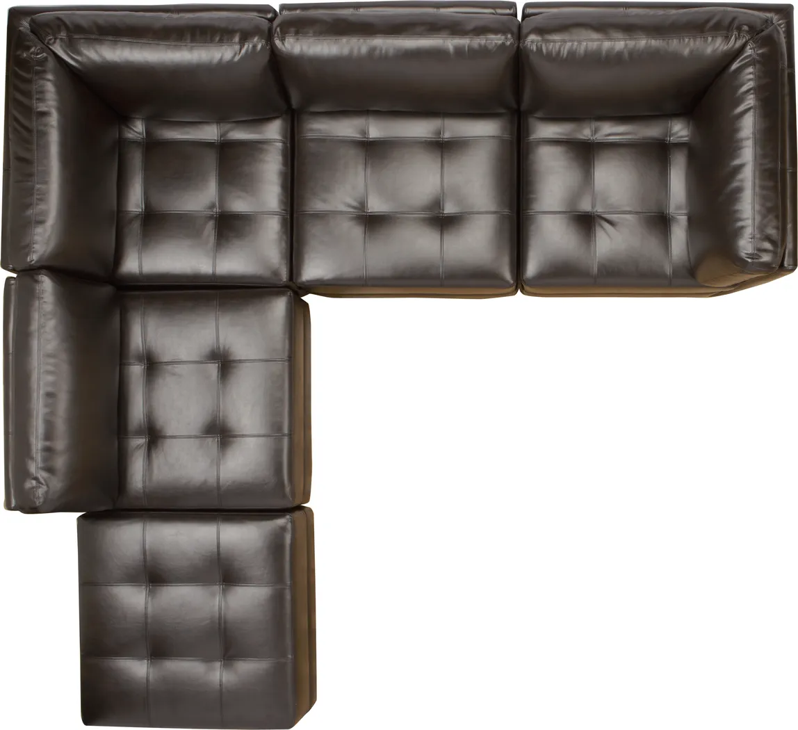 Milanese 5 Pc Modular Brown Pit Leather Sectional - Thumbnail - Image 1