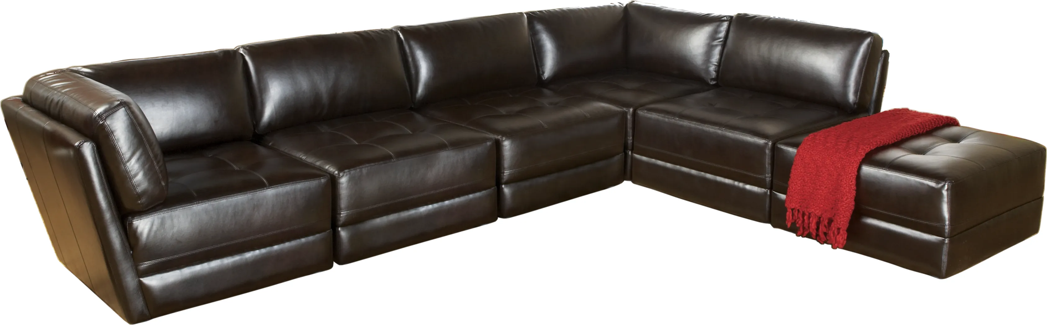 Milanese 6 Pc Modular Brown Leather Sectional - Thumbnail - Image 1