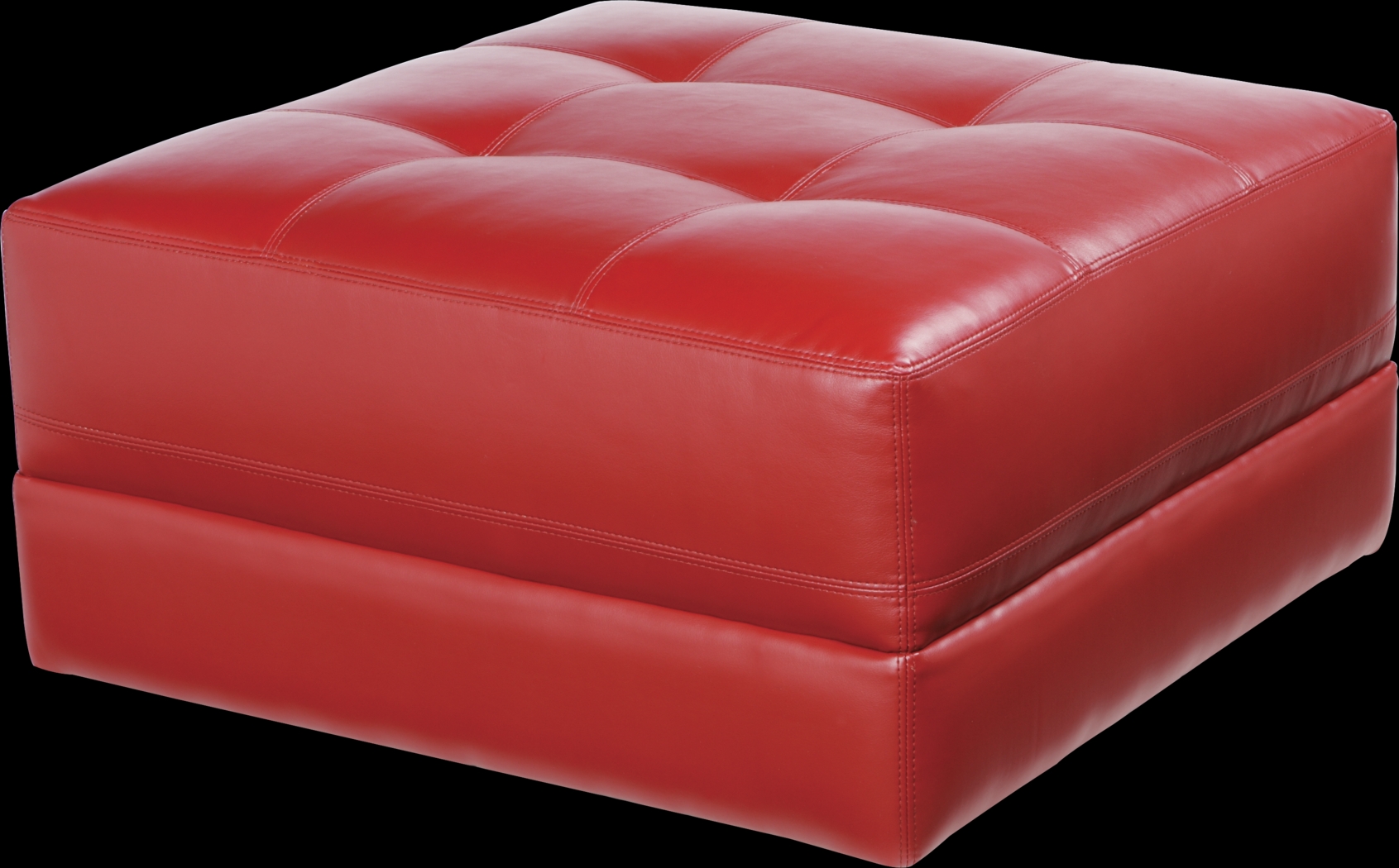 Milanese Red Leather Ottoman - Thumbnail - Image 1