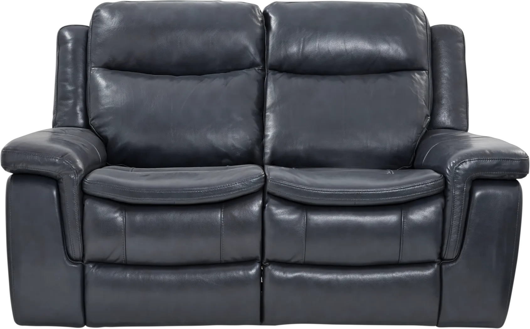 Milano Blue Leather Loveseat - Thumbnail - Image 1