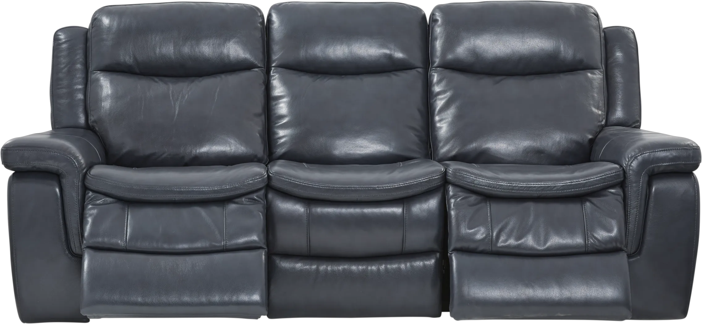 Milano Blue Leather Dual Power Reclining Sofa - Thumbnail - Image 2