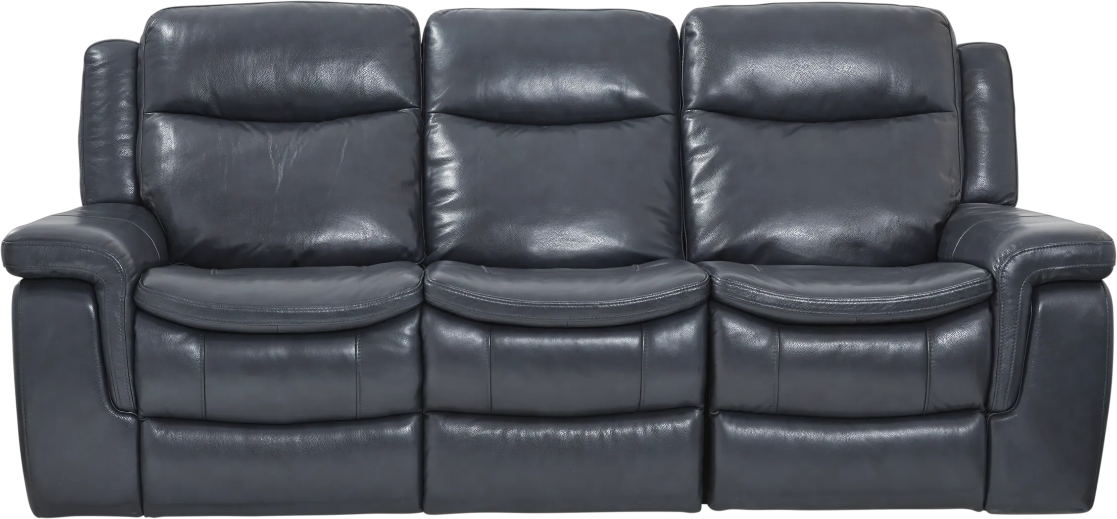 Milano Blue Leather Reclining Sofa - Thumbnail - Image 1