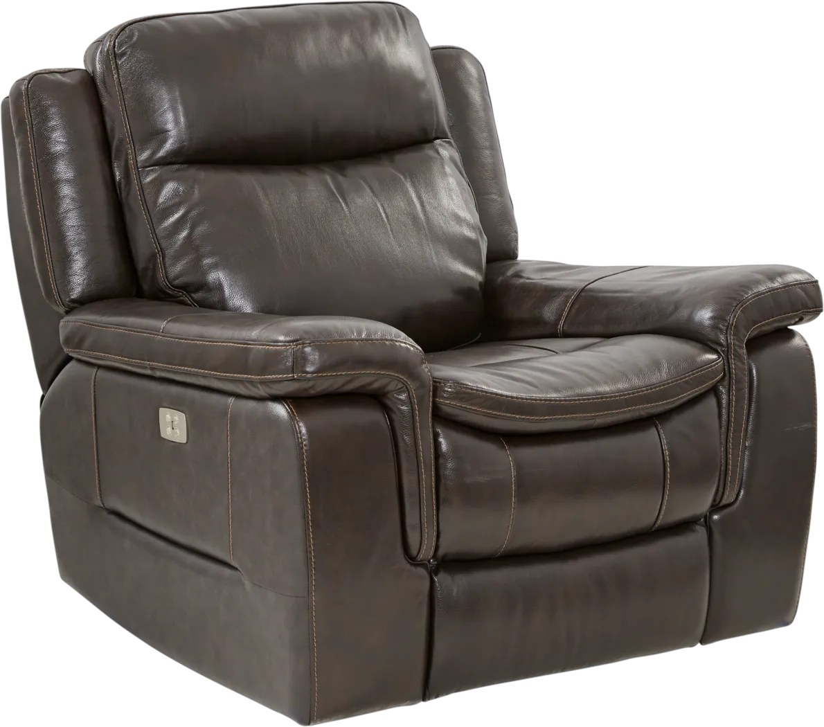 Milano Brown Leather Dual Power Recliner - Thumbnail - Image 1