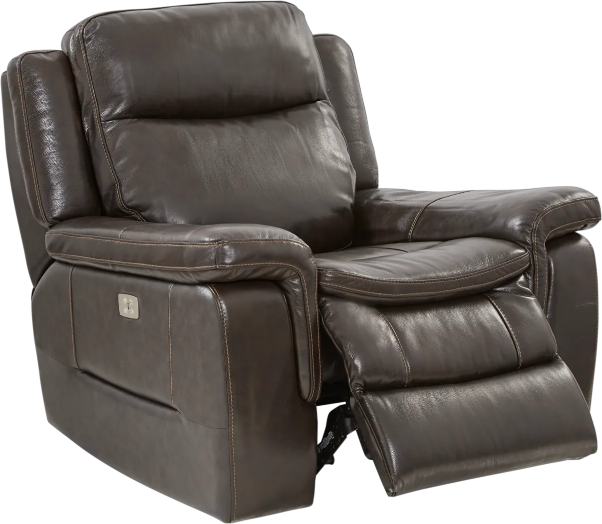 Milano Brown Leather Dual Power Recliner - Thumbnail - Image 2