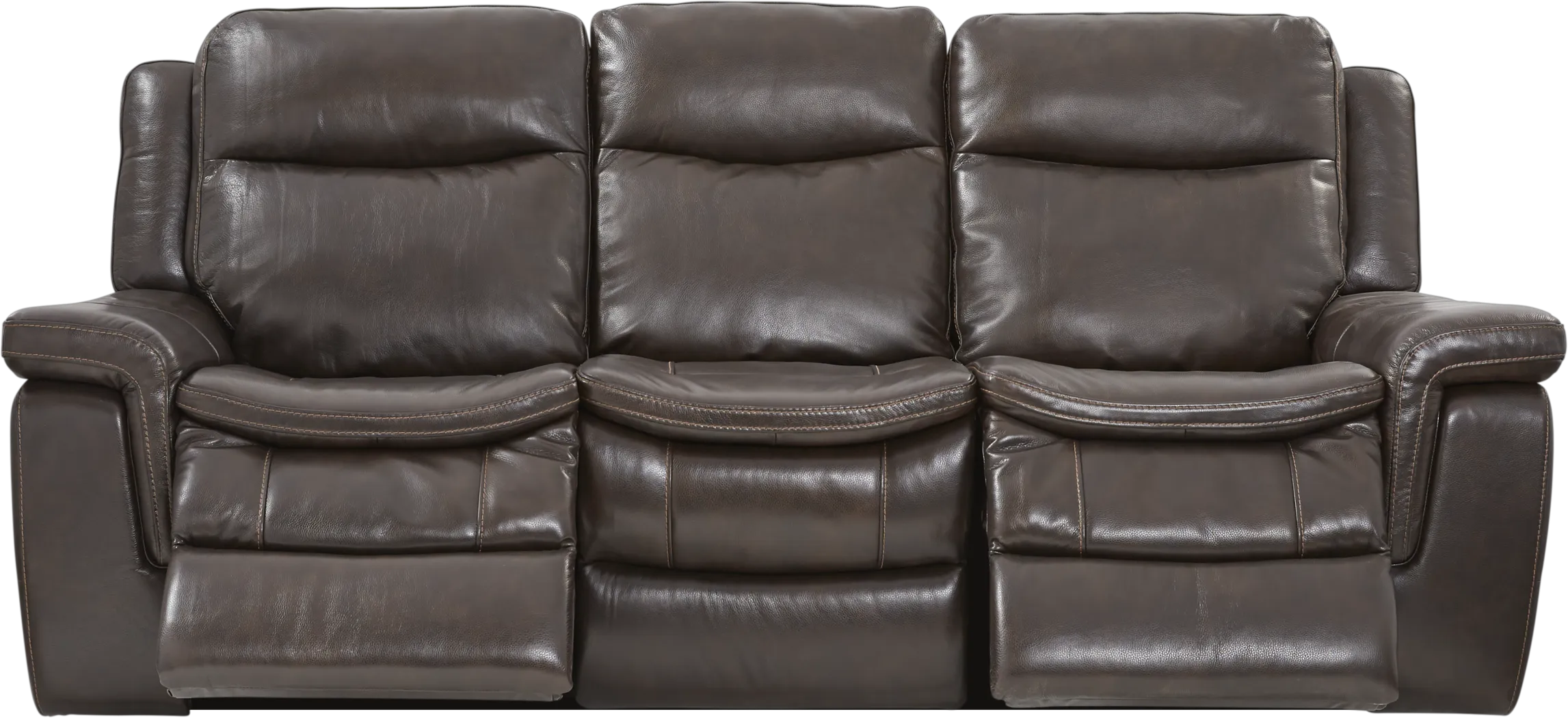 Milano Brown Leather Reclining Sofa - Thumbnail - Image 2