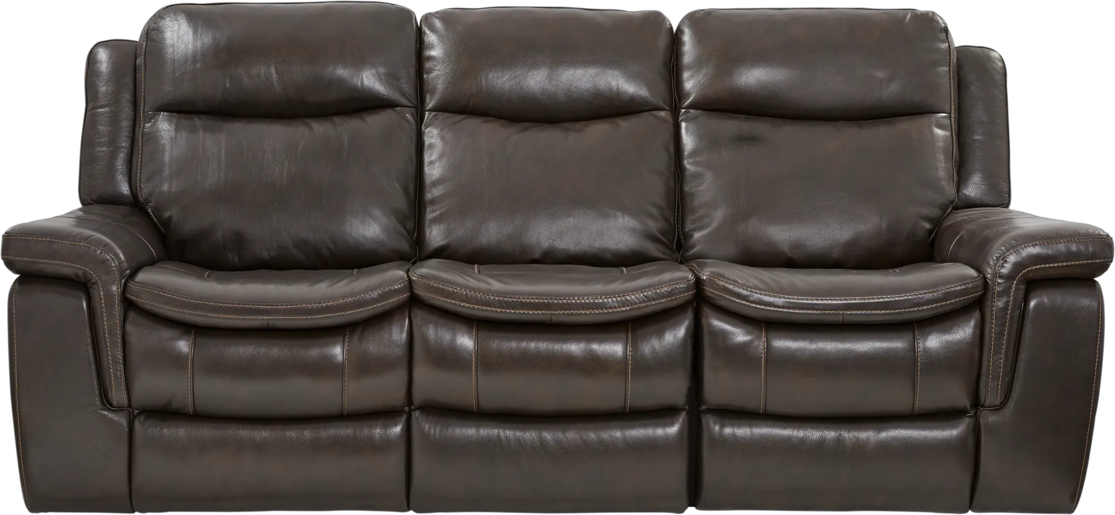 Milano Brown Leather Reclining Sofa - Thumbnail - Image 1