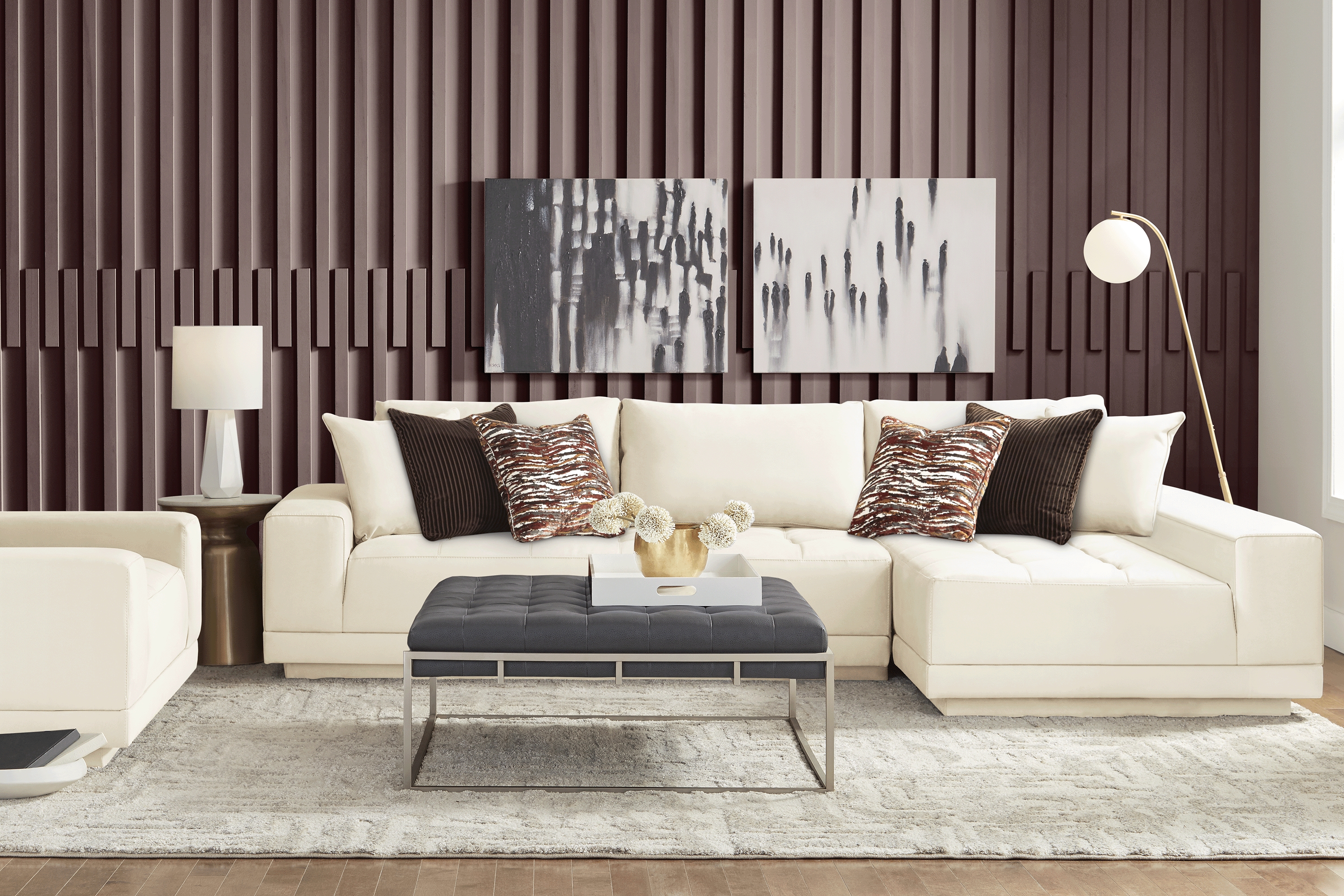 Milano White 2 Pc Sectional - Thumbnail - Image 2