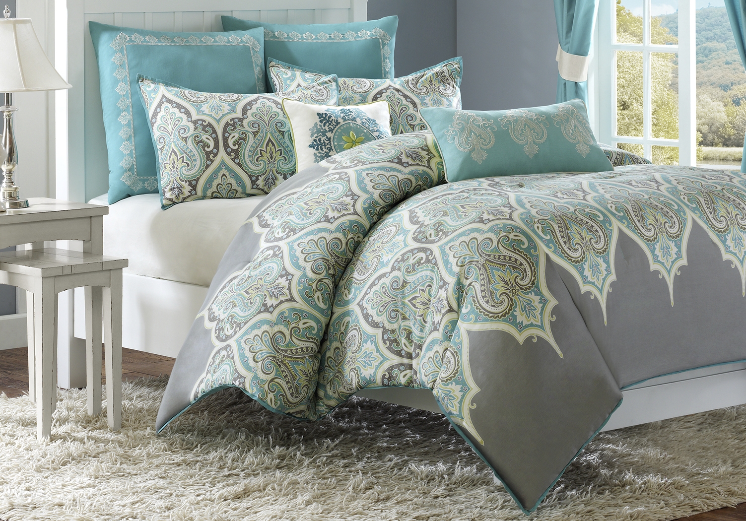 Milena Gray 7 Pc Full/Queen Comforter Set - Thumbnail - Image 1