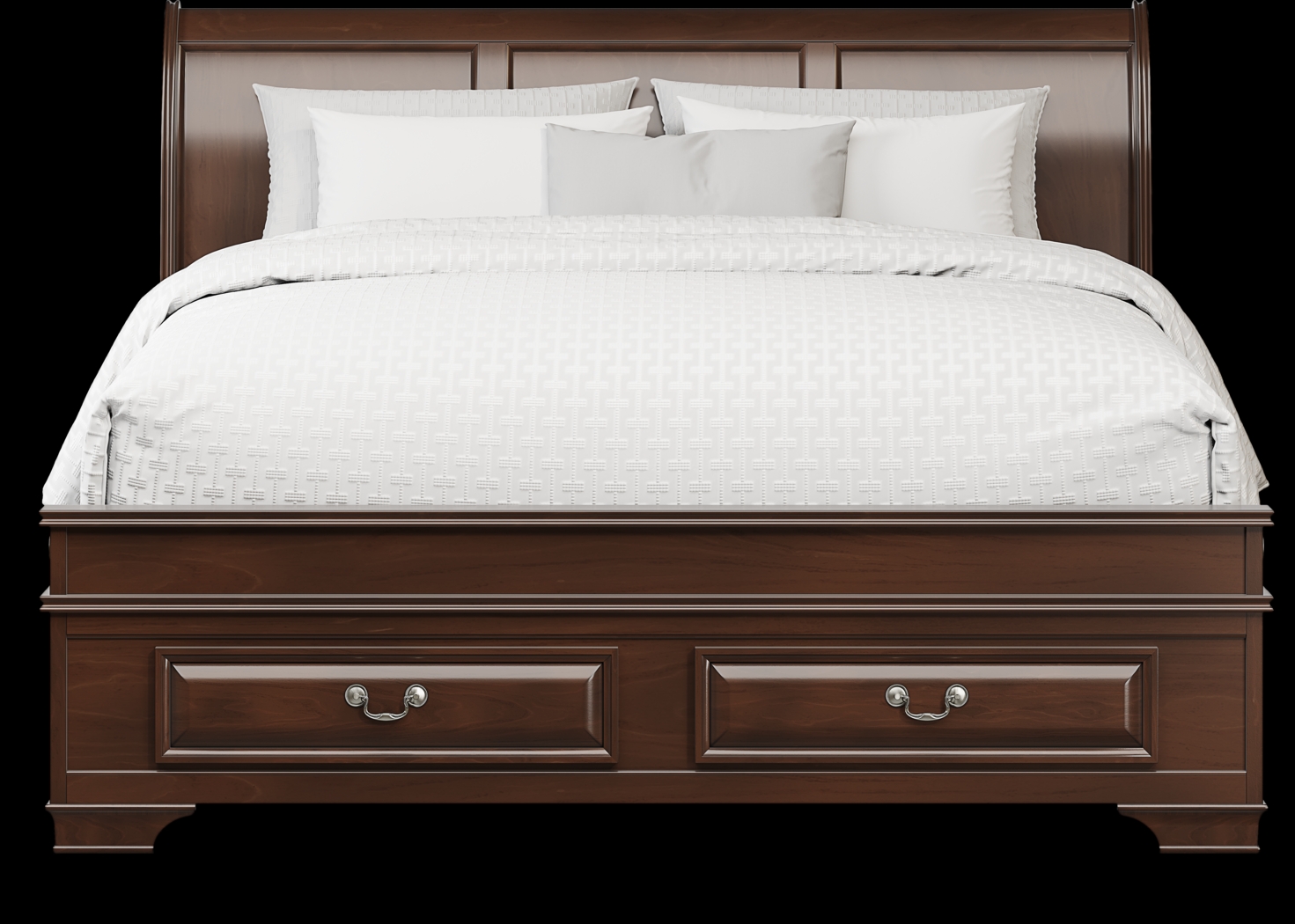 Mill Valley II Cherry Finish 3 Pc King Sleigh Bed with Storage - Thumbnail - Image 3