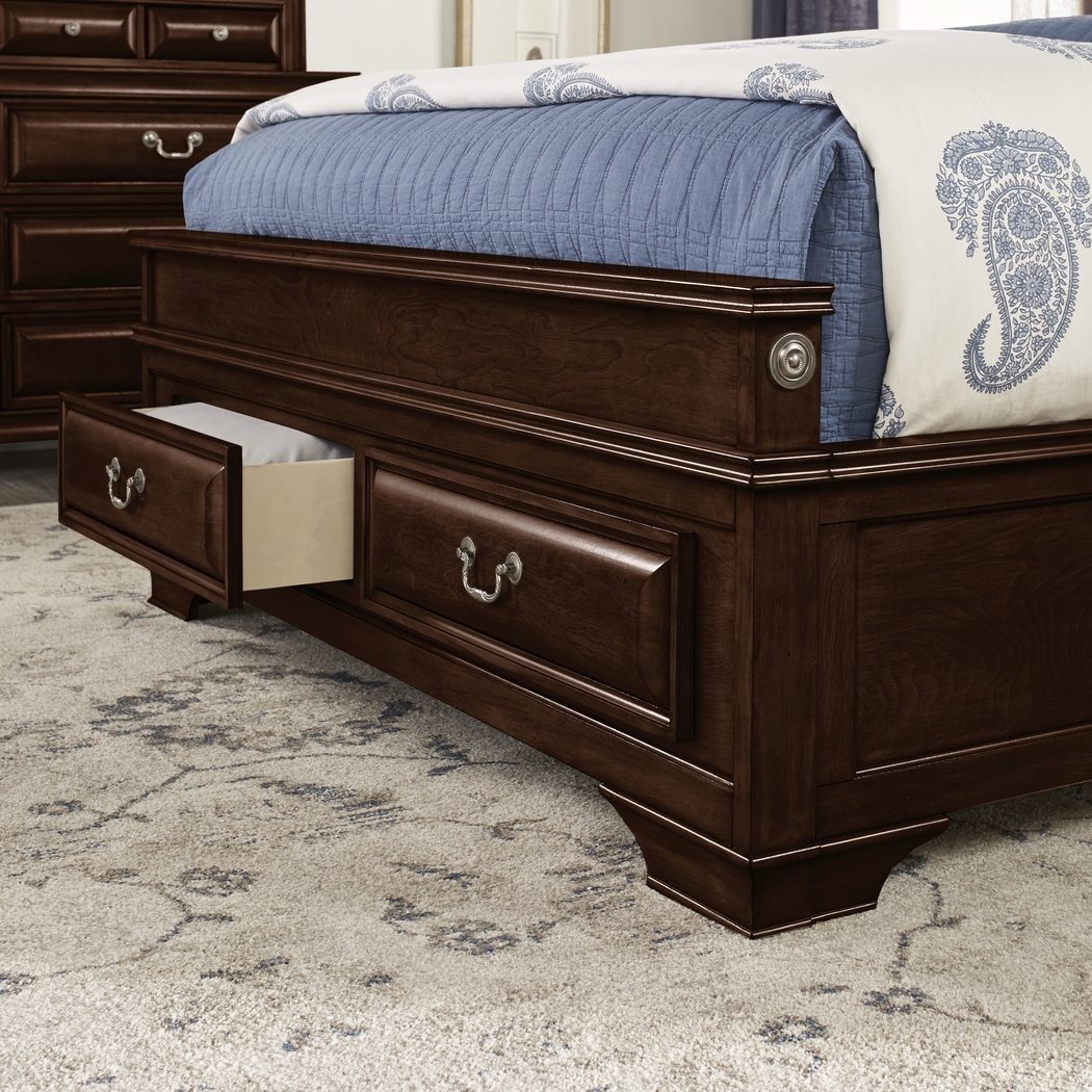 Mill Valley II Cherry Finish 3 Pc King Sleigh Bed with Storage - Thumbnail - Image 4