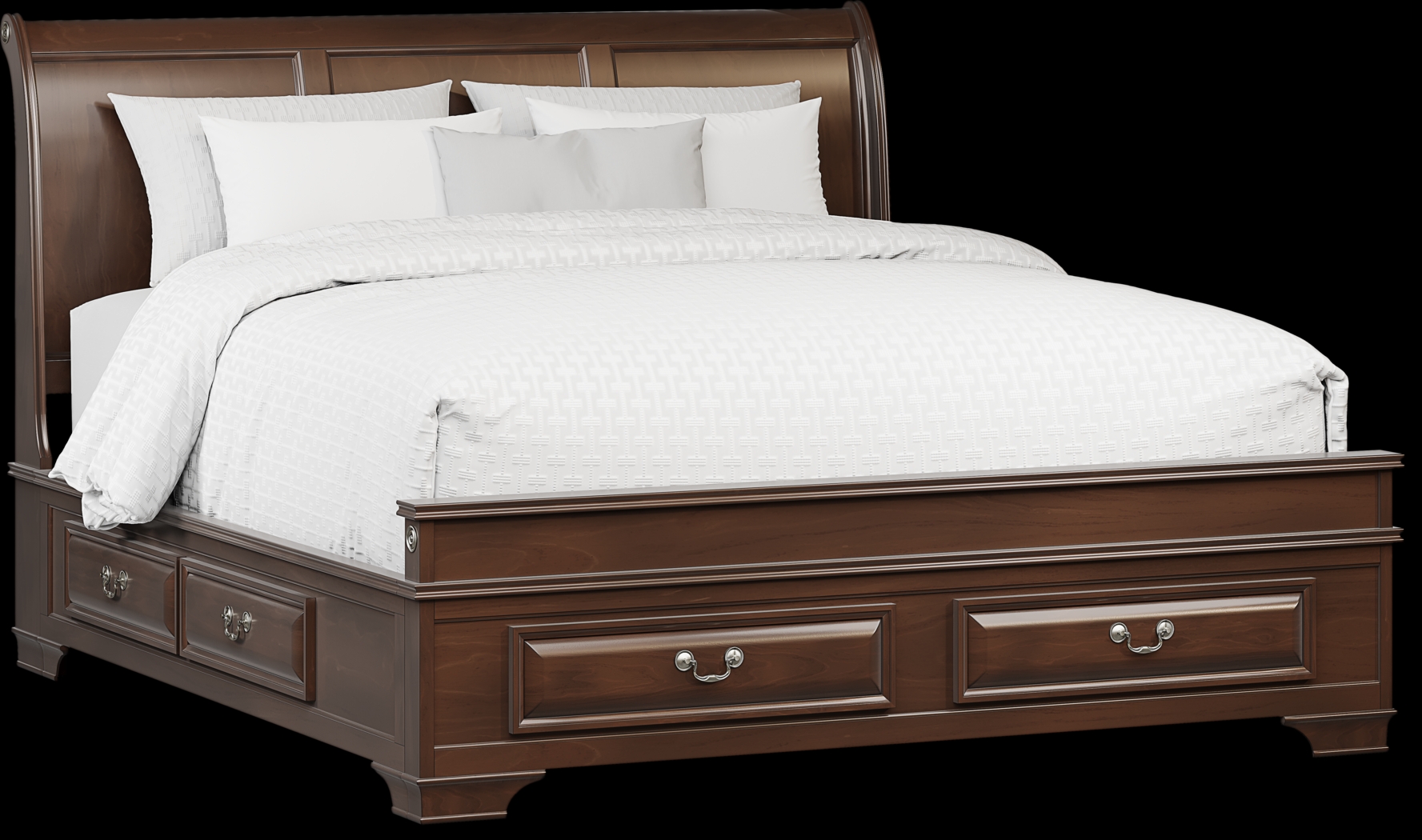 Mill Valley II Cherry Finish 3 Pc King Sleigh Bed with Storage - Thumbnail - Image 1