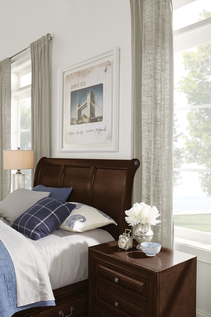 Mill Valley II Cherry Finish 3 Pc King Sleigh Bed - Thumbnail - Image 4