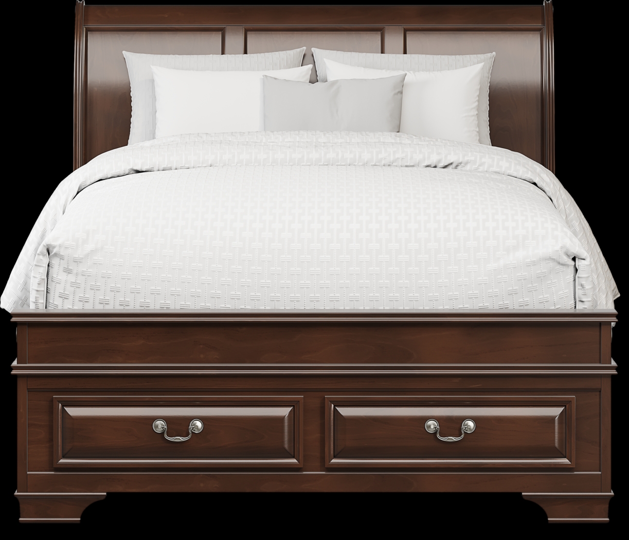 Mill Valley II Cherry Finish 5 Pc Queen Sleigh Bedroom with Storage - Thumbnail - Image 3