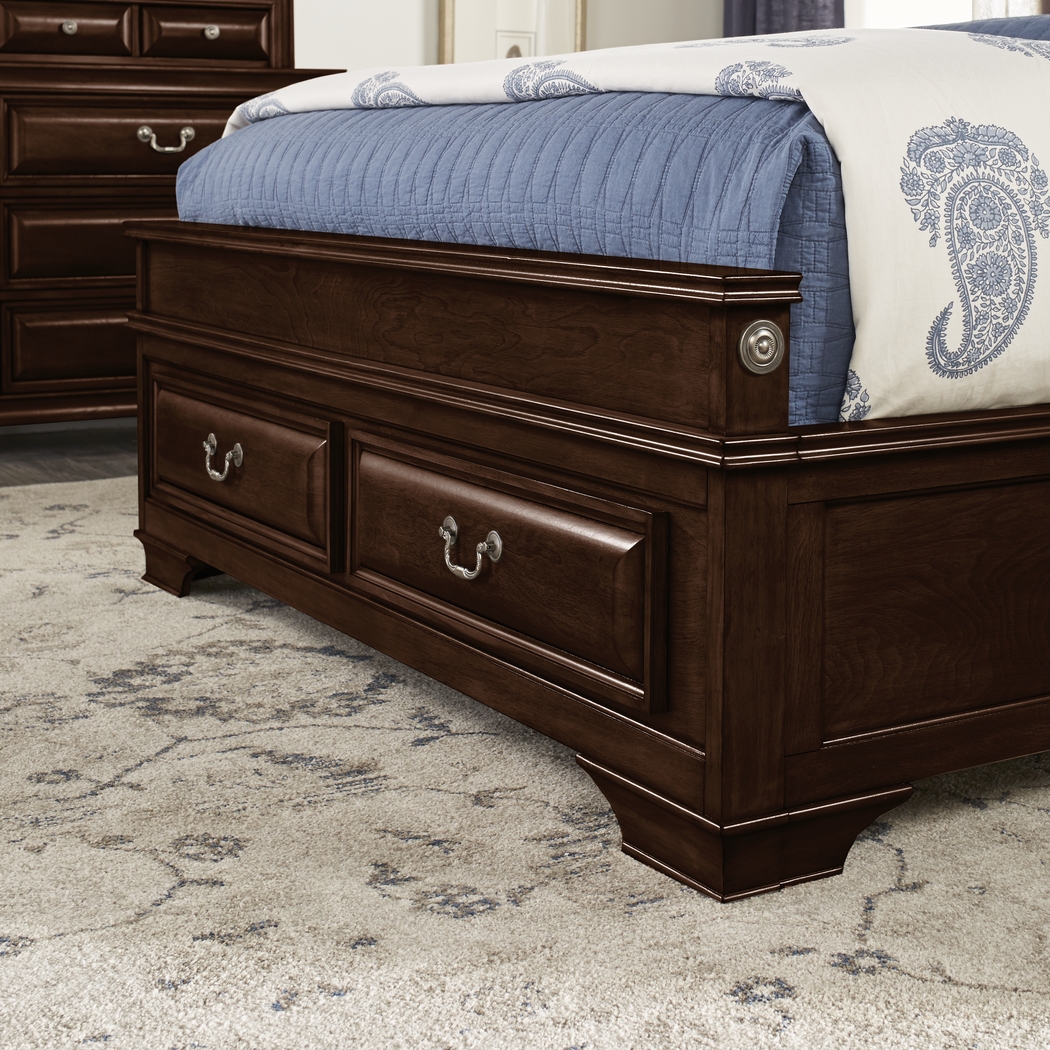 Mill Valley II Cherry Finish 5 Pc Queen Sleigh Bedroom with Storage - Thumbnail - Image 8