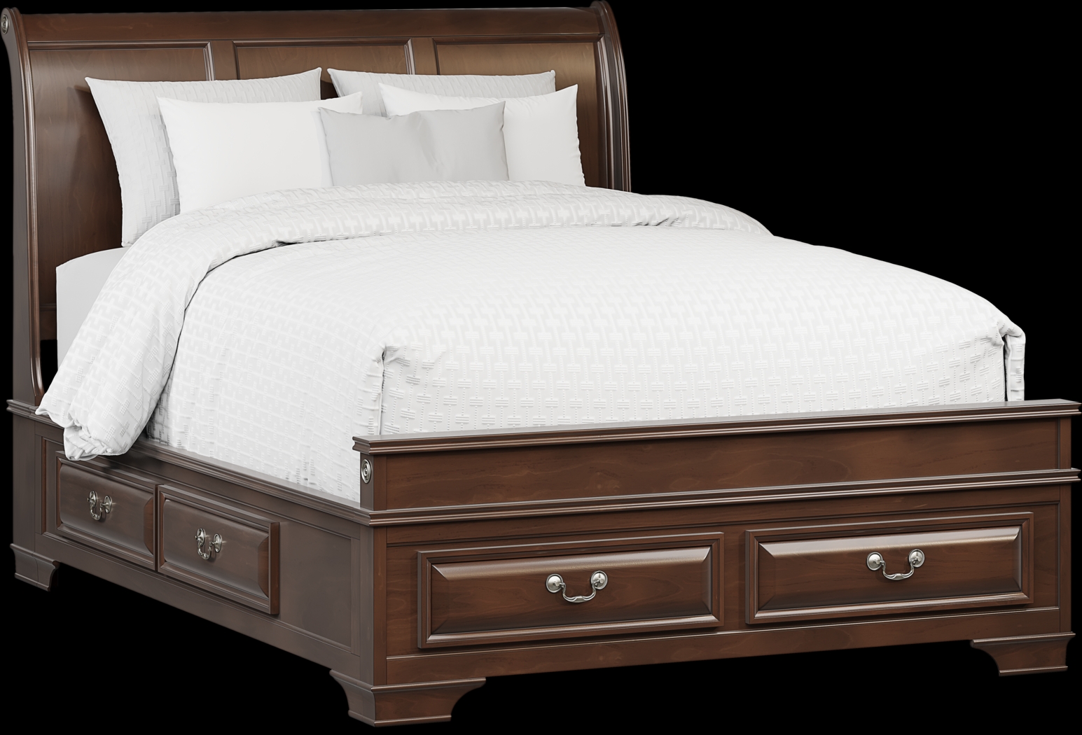 Mill Valley II Cherry Finish 5 Pc Queen Sleigh Bedroom with Storage - Thumbnail - Image 2