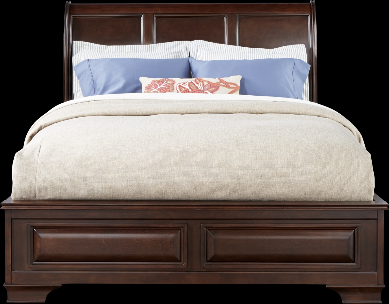 Mill Valley II Cherry Finish 3 Pc Queen Sleigh Bed - Thumbnail - Image 1