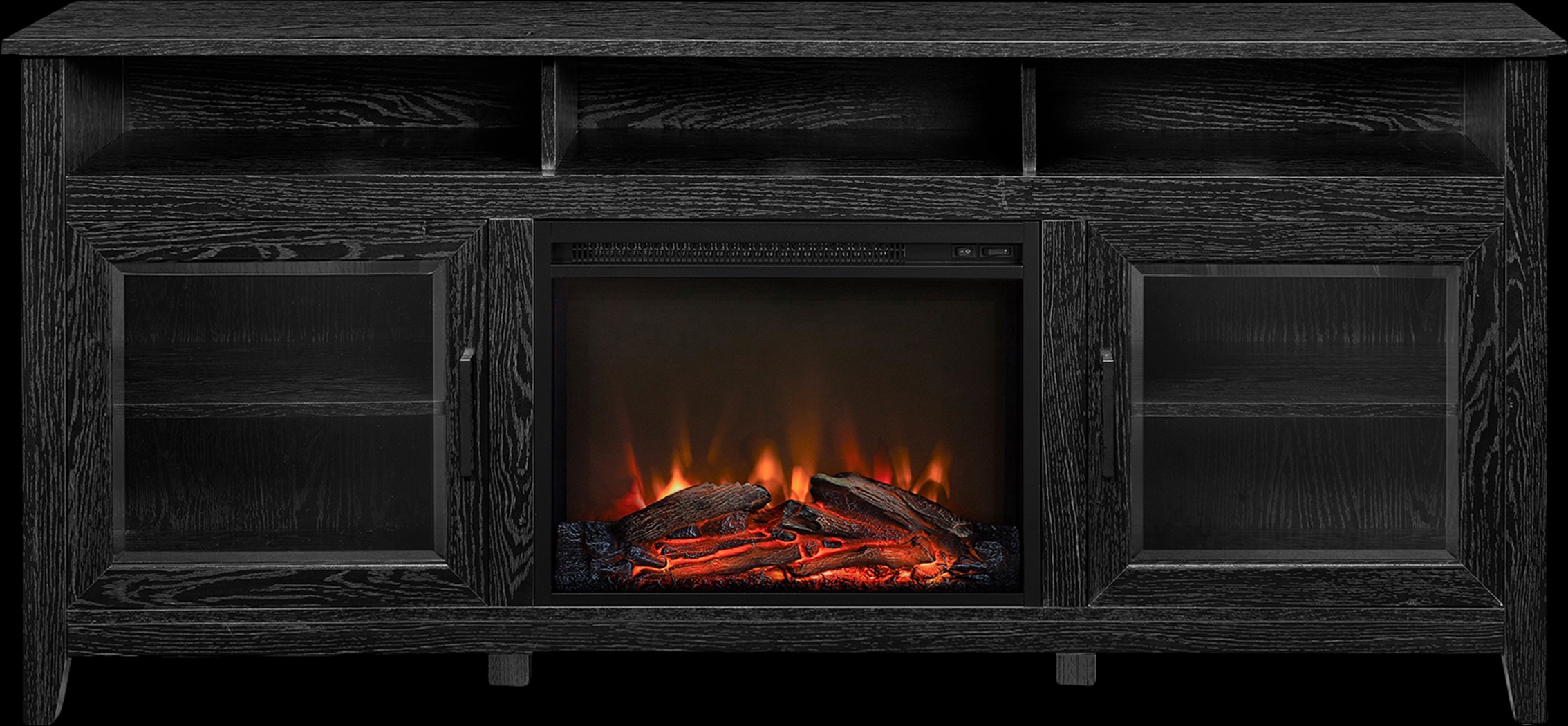 Millbrad Black 70 in. Console, With Electric Fireplace - Thumbnail - Image 1
