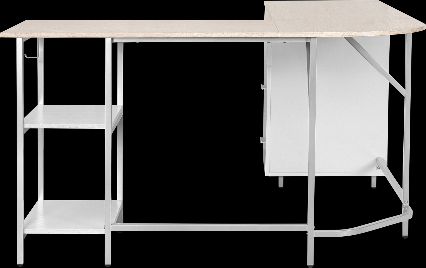 Milldes Beige L-Shaped Storage Desk - Thumbnail - Image 11