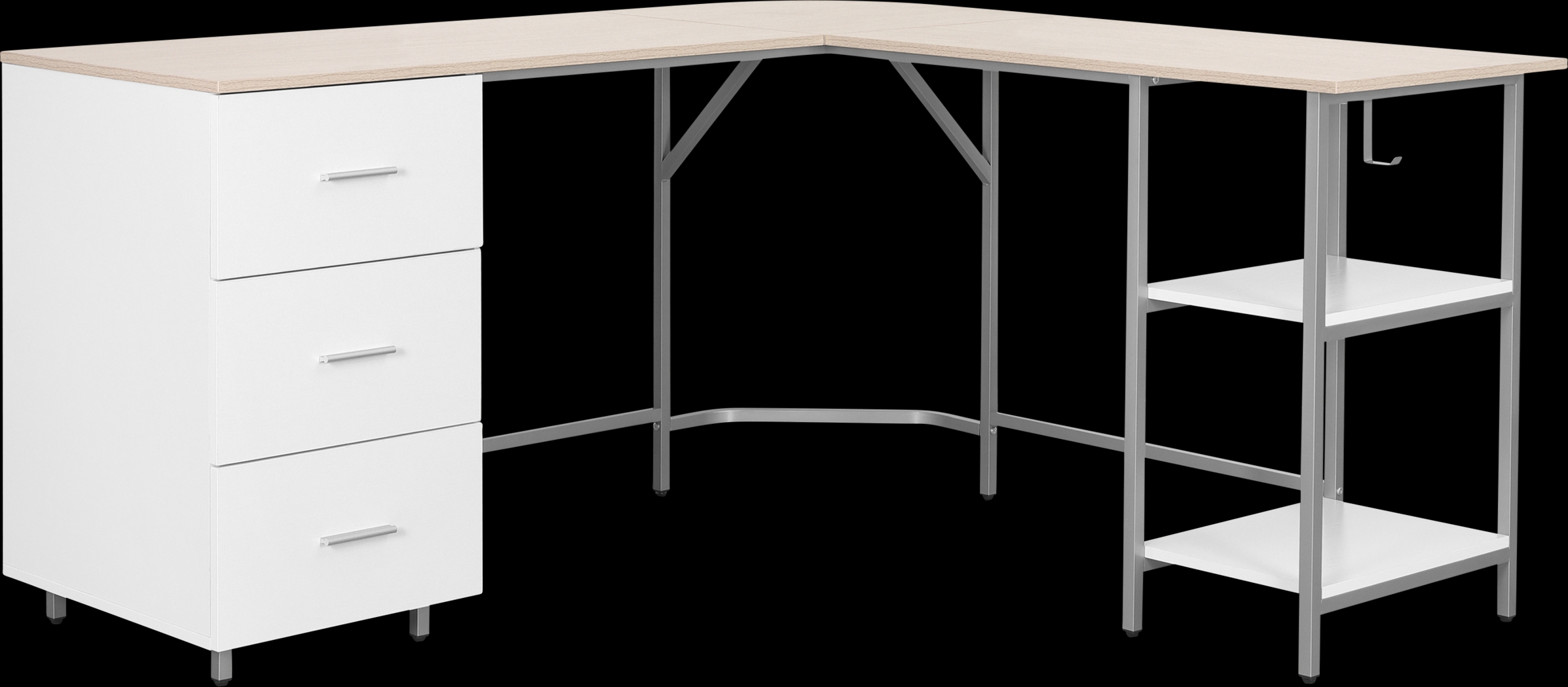 Milldes Beige L-Shaped Storage Desk - Thumbnail - Image 5