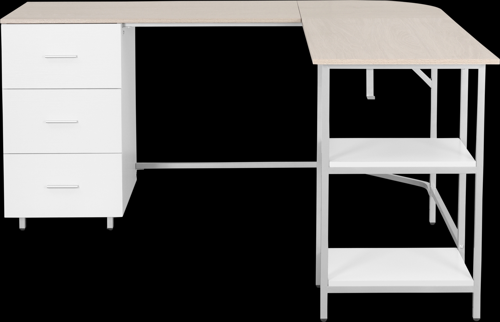Milldes Beige L-Shaped Storage Desk - Thumbnail - Image 6