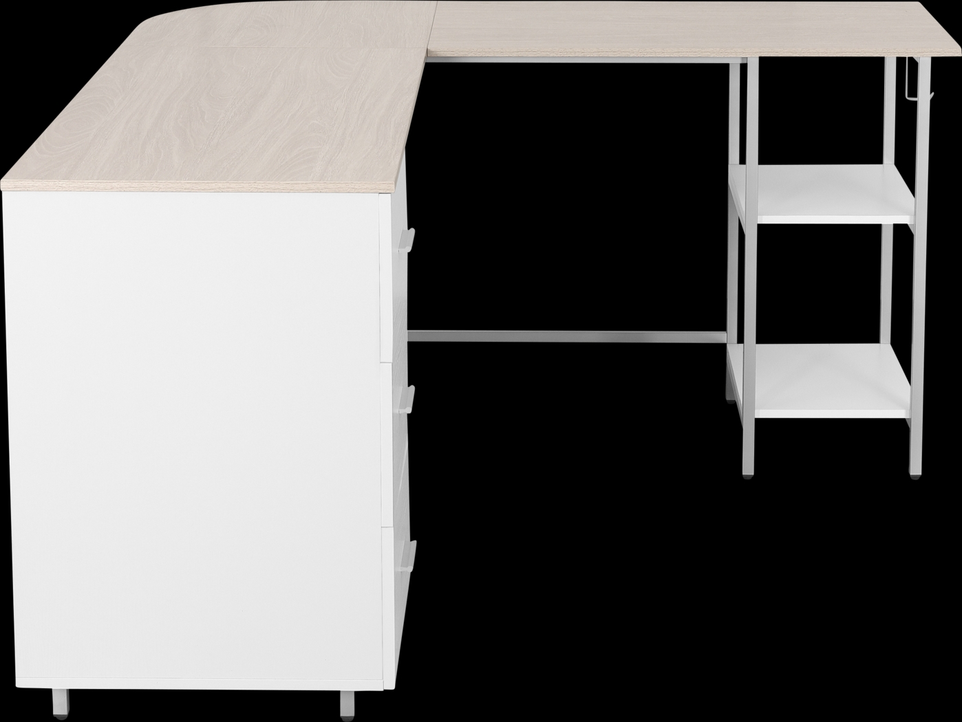 Milldes Beige L-Shaped Storage Desk - Thumbnail - Image 7