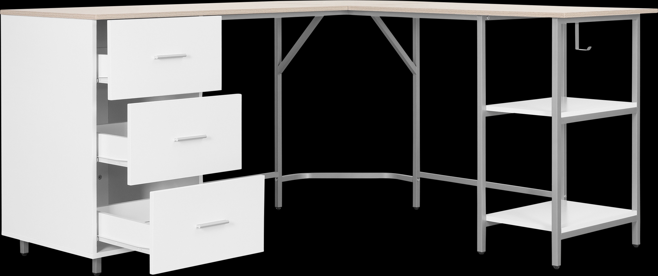 Milldes Beige L-Shaped Storage Desk - Thumbnail - Image 8