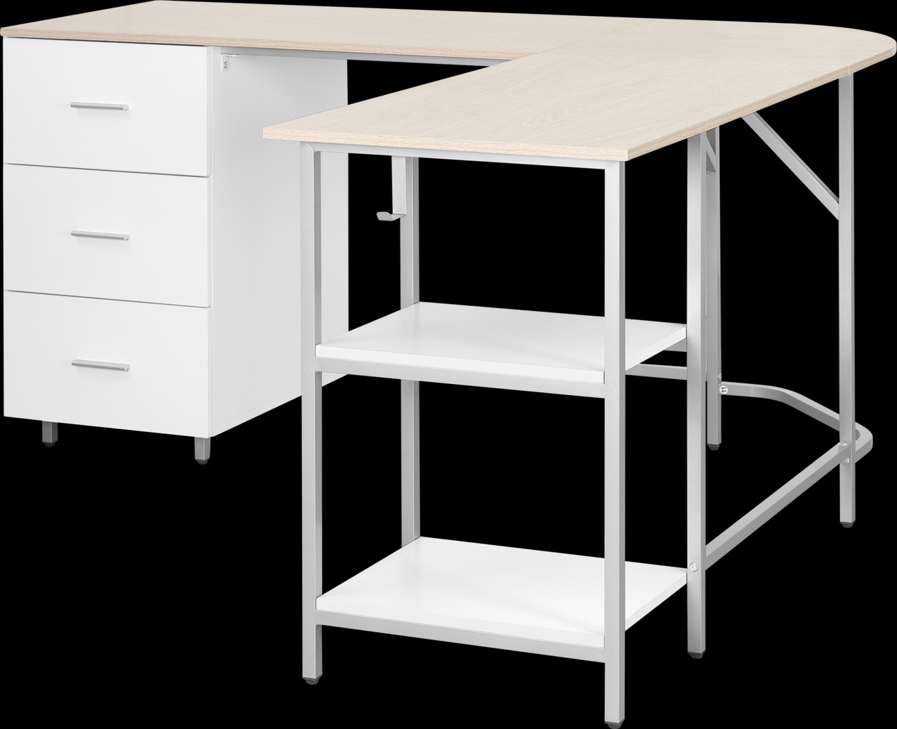 Milldes Beige L-Shaped Storage Desk - Thumbnail - Image 9