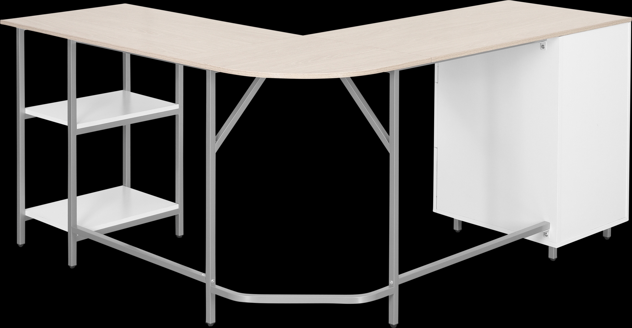 Milldes Beige L-Shaped Storage Desk - Thumbnail - Image 10