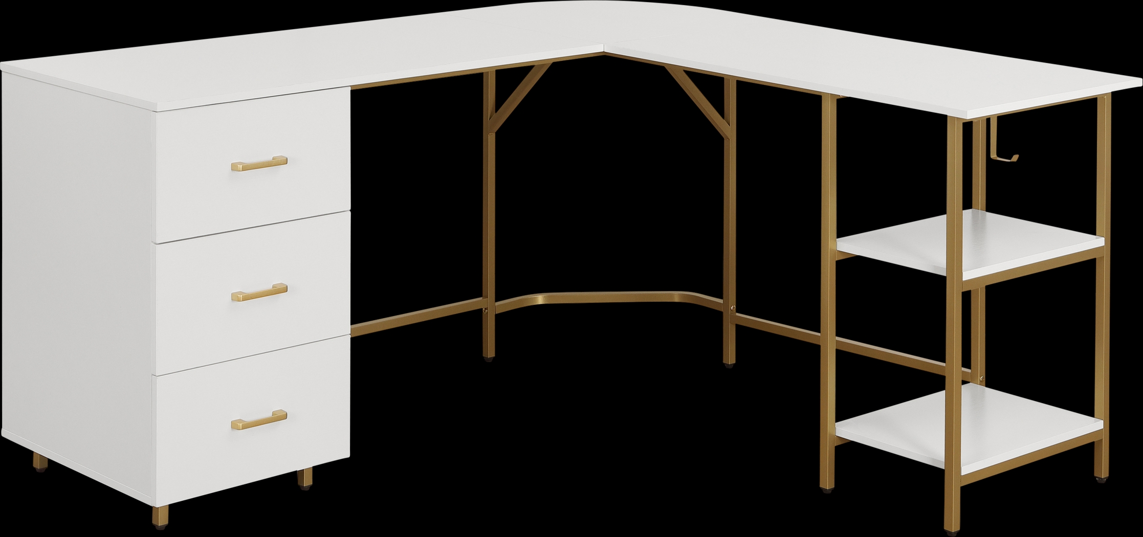 Milldes Gold L-Shaped Storage Desk - Thumbnail - Image 5