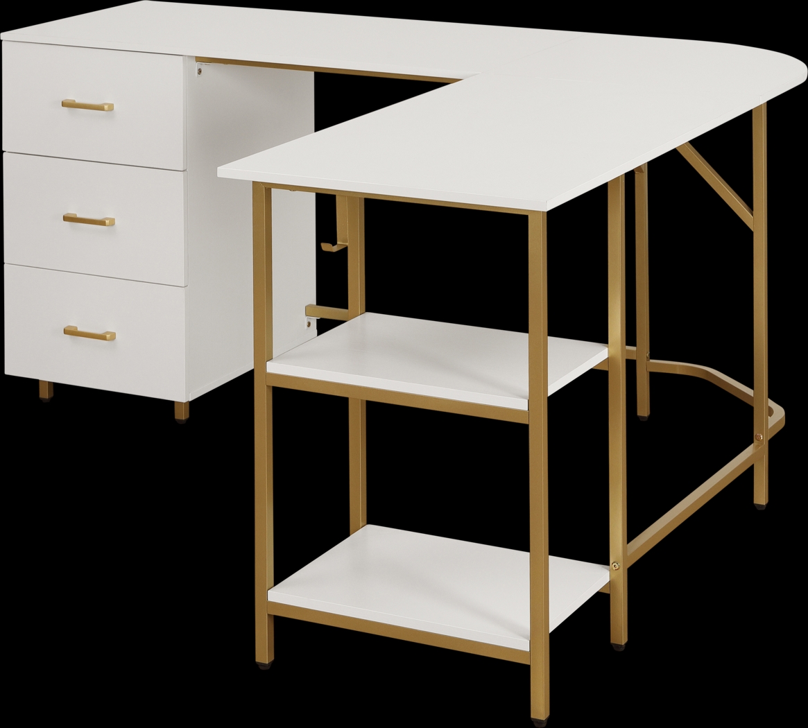 Milldes Gold L-Shaped Storage Desk - Thumbnail - Image 7