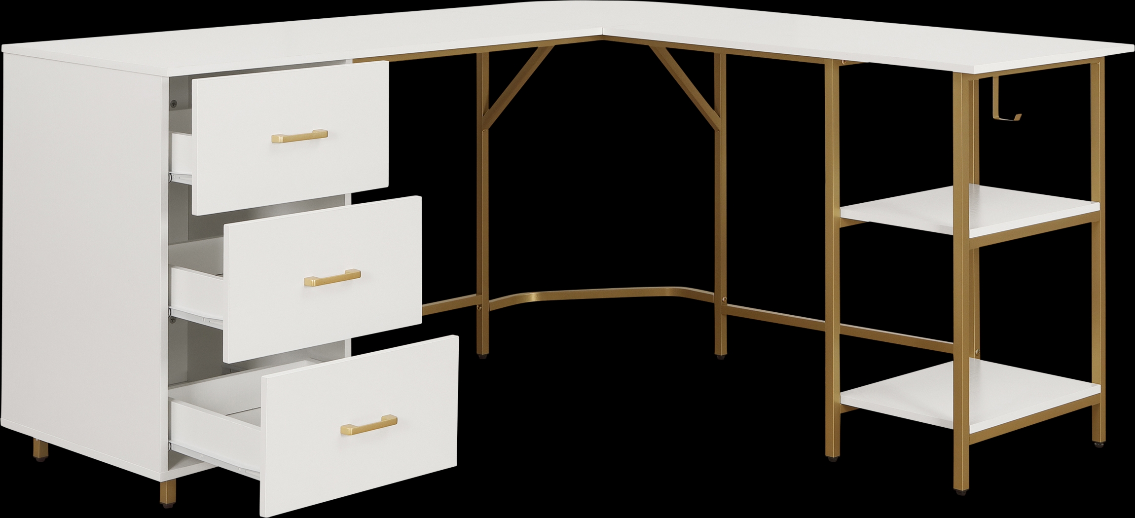Milldes Gold L-Shaped Storage Desk - Thumbnail - Image 8