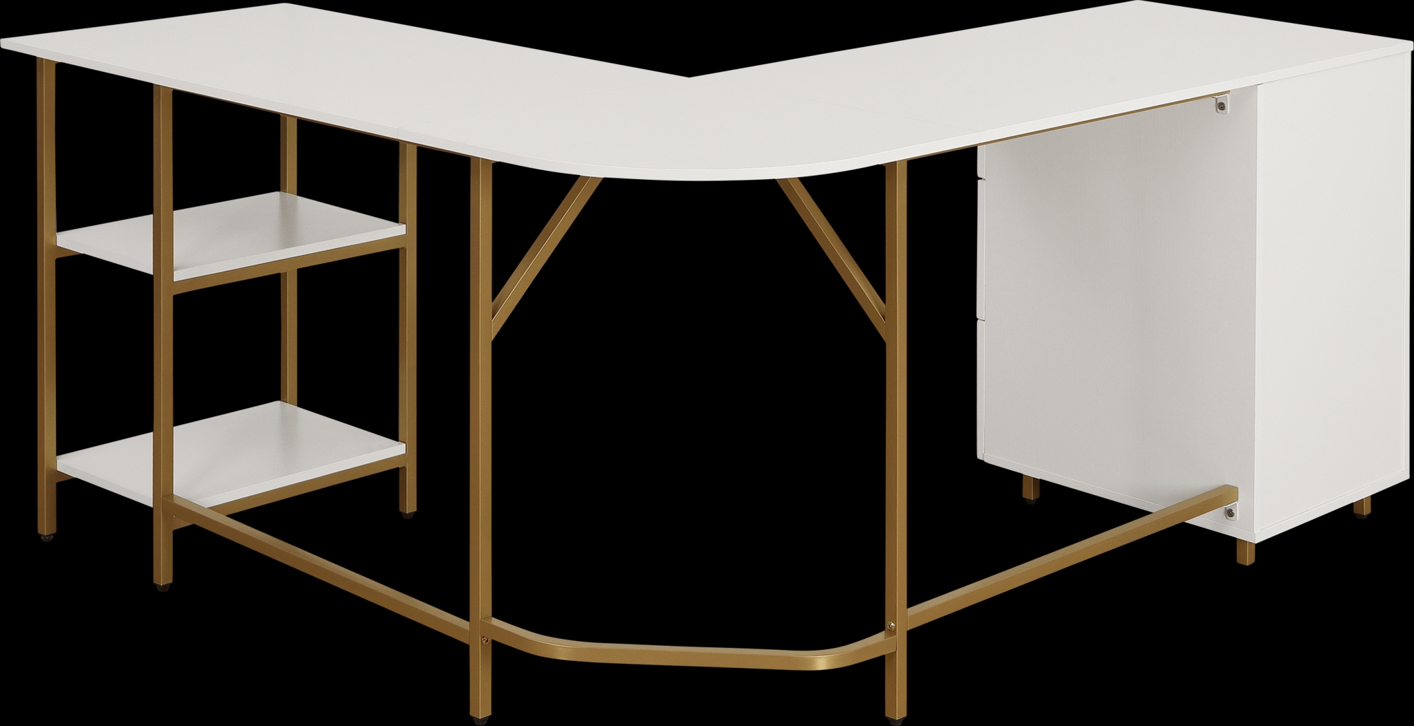 Milldes Gold L-Shaped Storage Desk - Thumbnail - Image 9