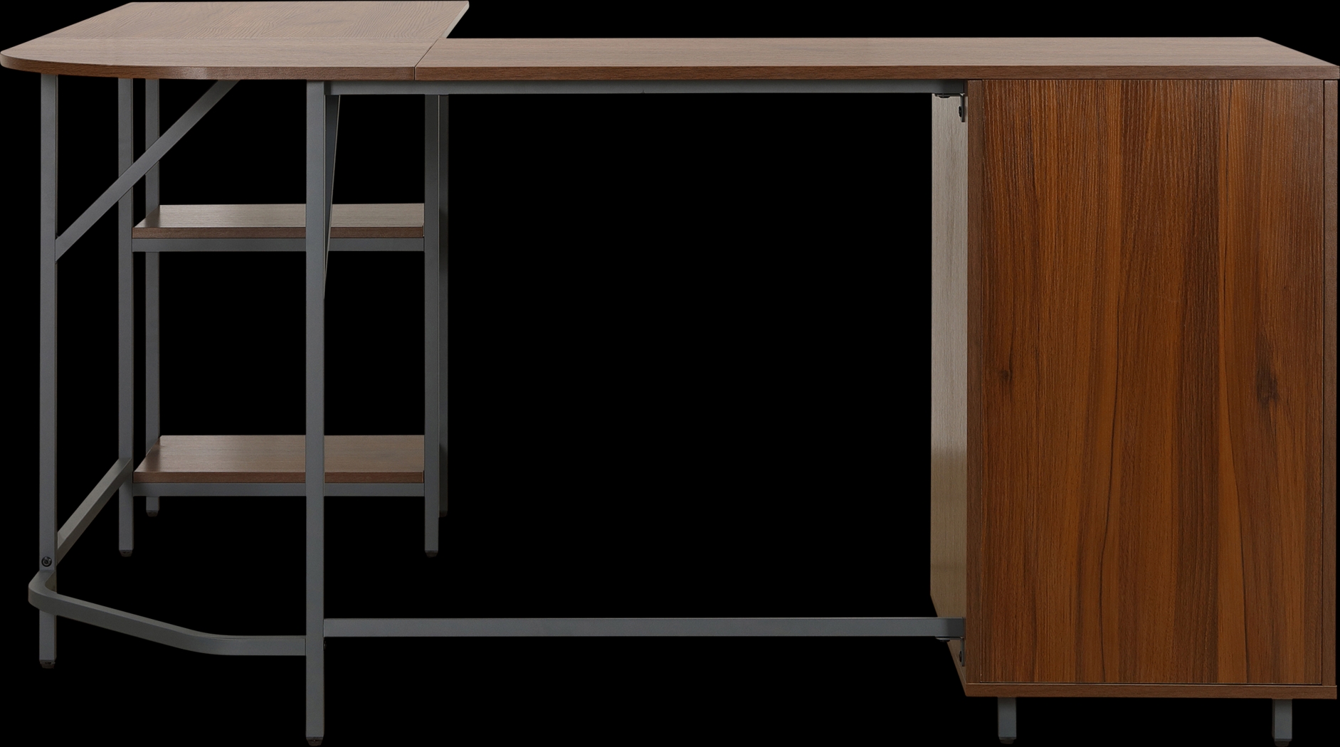 Milldes Walnut L-Shaped Storage Desk - Thumbnail - Image 11
