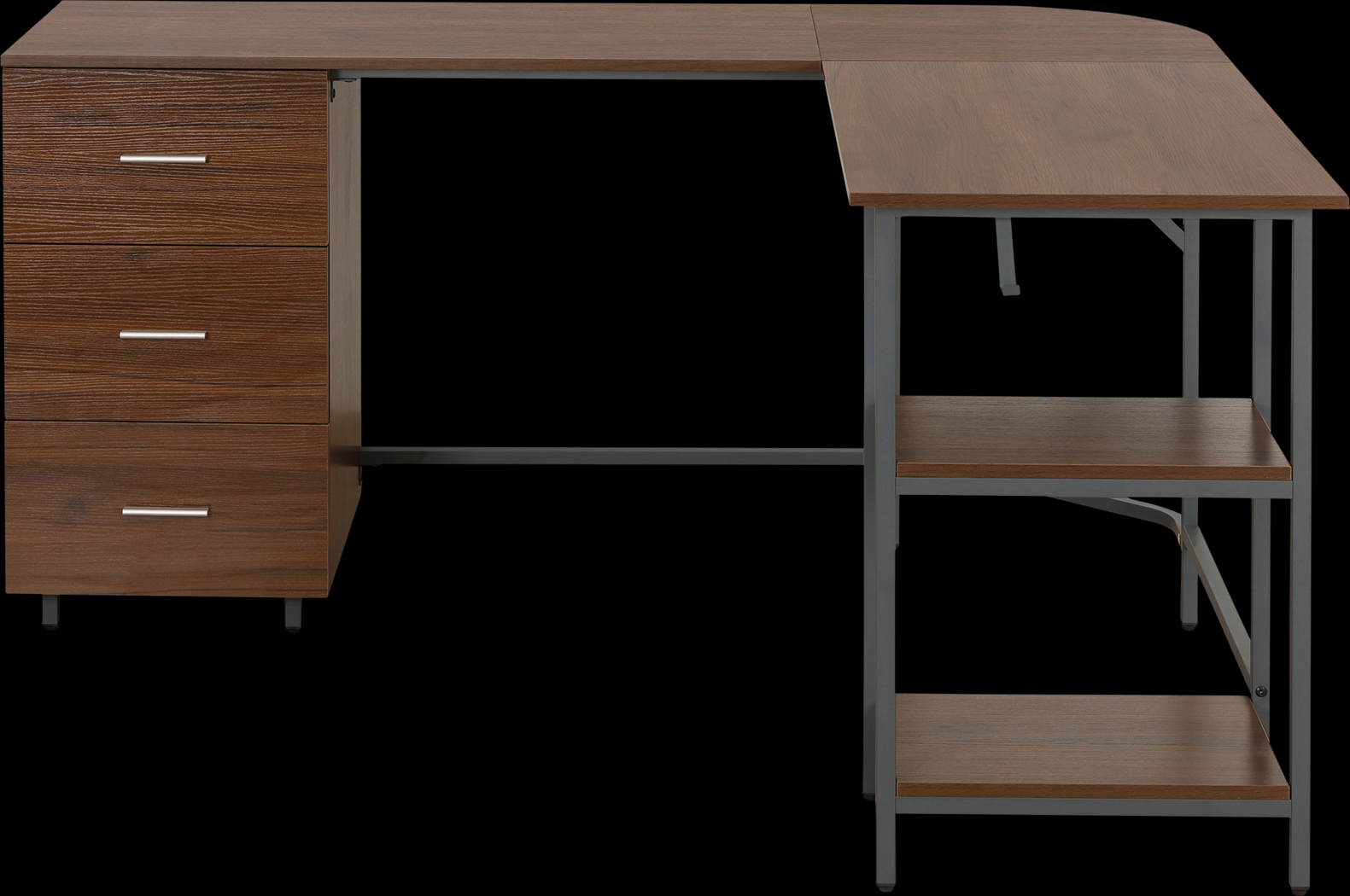 Milldes Walnut L-Shaped Storage Desk - Thumbnail - Image 6