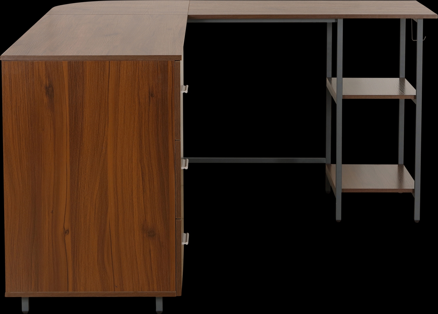Milldes Walnut L-Shaped Storage Desk - Thumbnail - Image 9