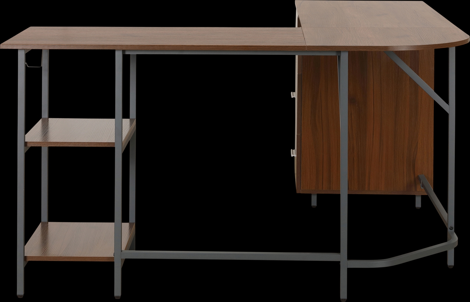 Milldes Walnut L-Shaped Storage Desk - Thumbnail - Image 10