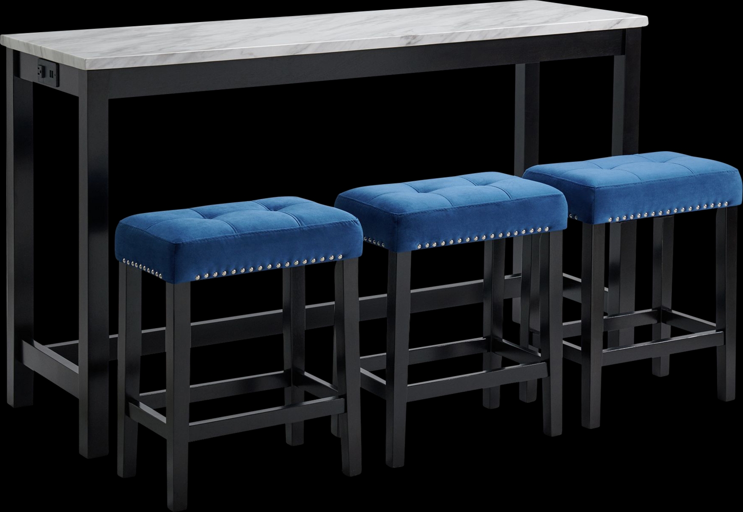 Millpond White Bar Table with Stools - Thumbnail - Image 1