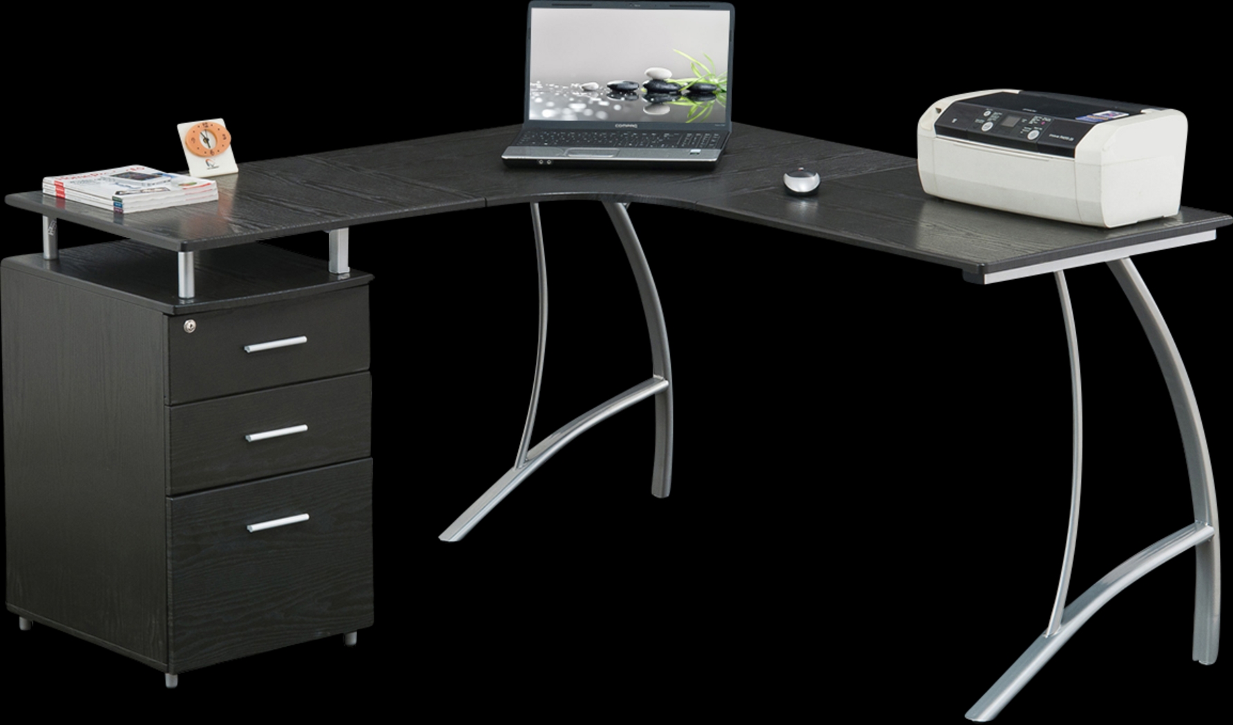 Minicier Brown L-Shaped Storage Desk - Thumbnail - Image 8