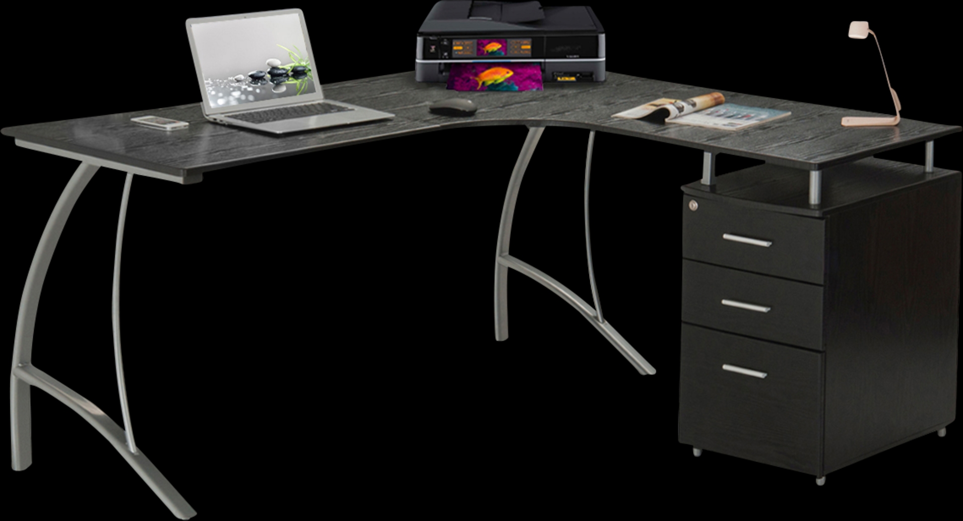 Minicier Brown L-Shaped Storage Desk - Thumbnail - Image 1