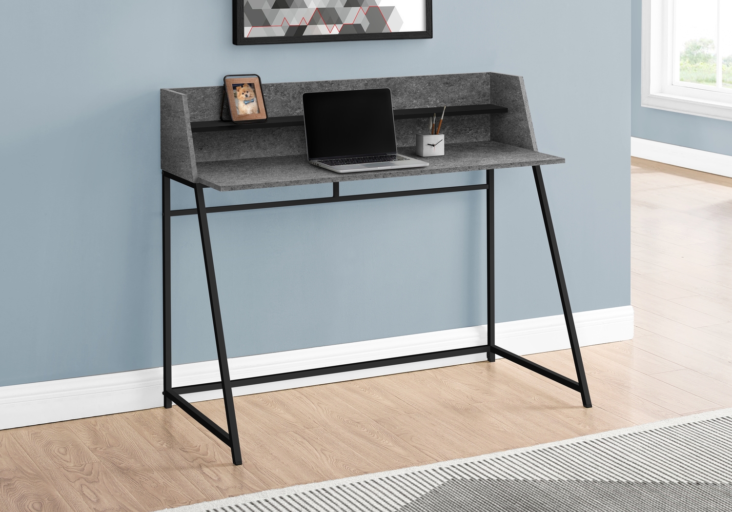 Minkler Dark Gray Desk - Thumbnail - Image 2