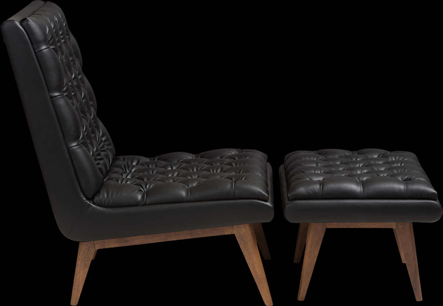Minneha Black Accent Chair and Ottoman - Thumbnail - Image 3