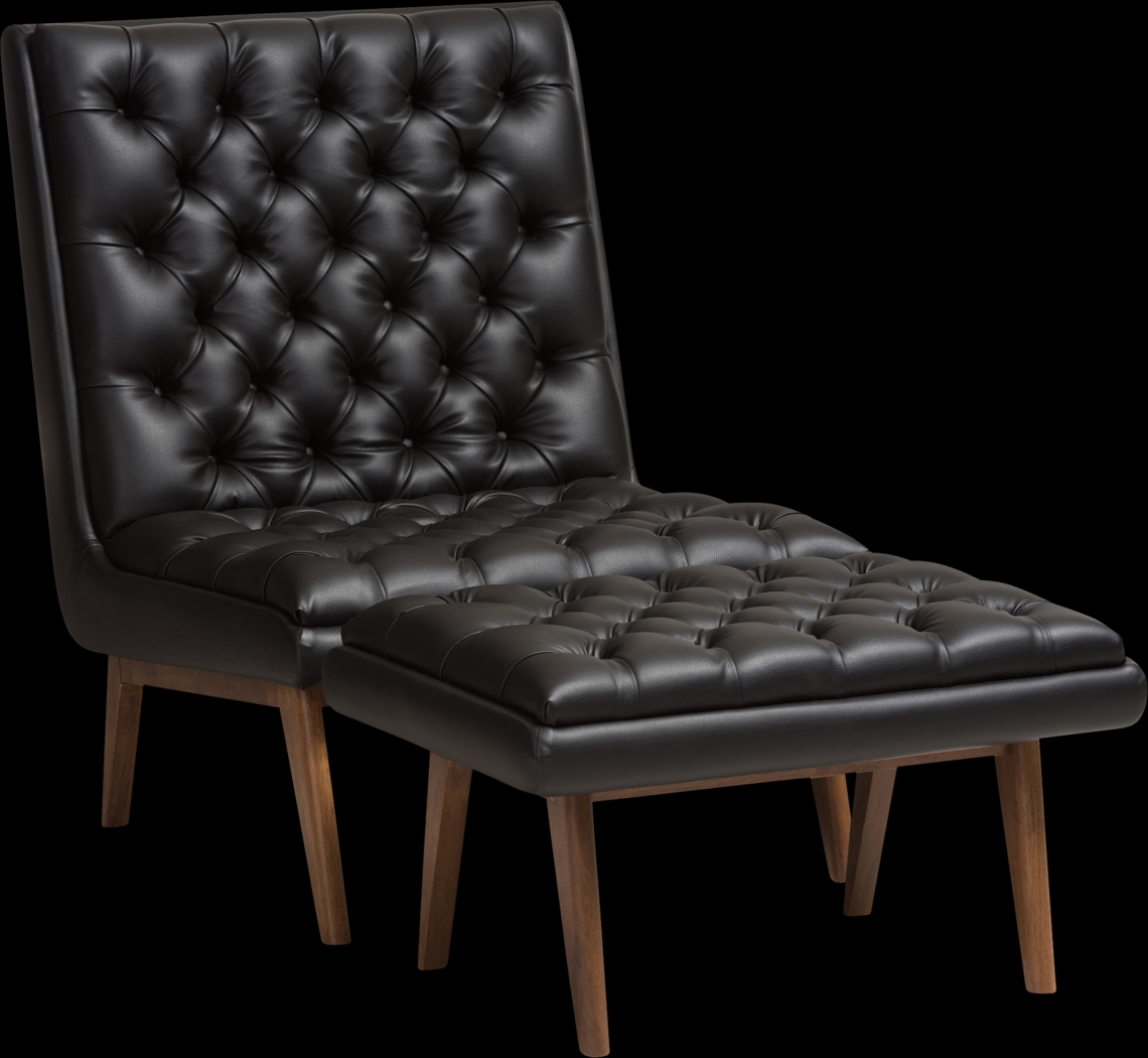 Minneha Black Accent Chair and Ottoman - Thumbnail - Image 1