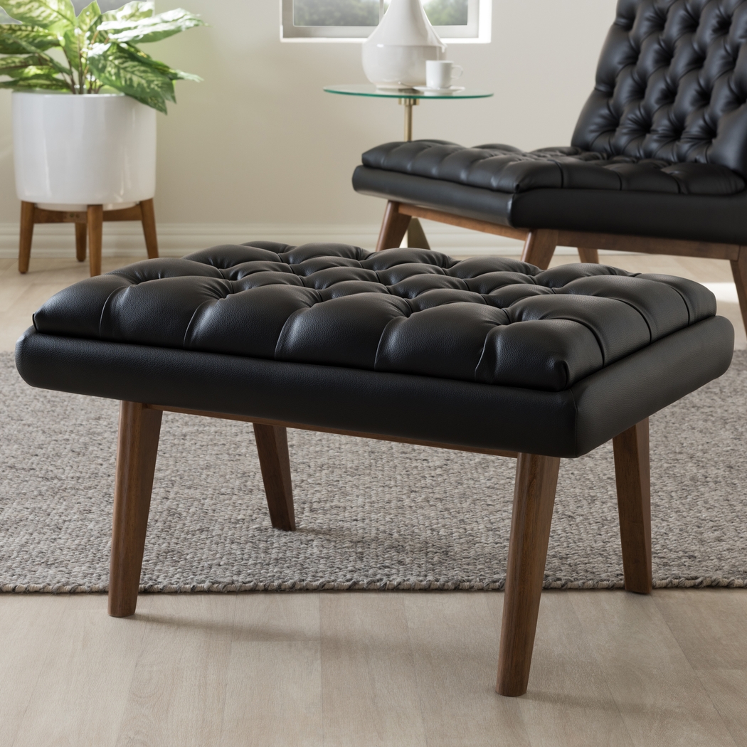 Minneha Black Ottoman - Thumbnail - Image 2